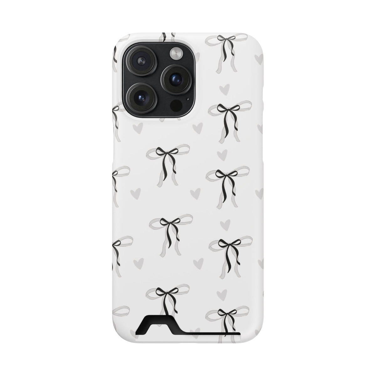 Bow & Heart Pattern Phone Case with Card Holder