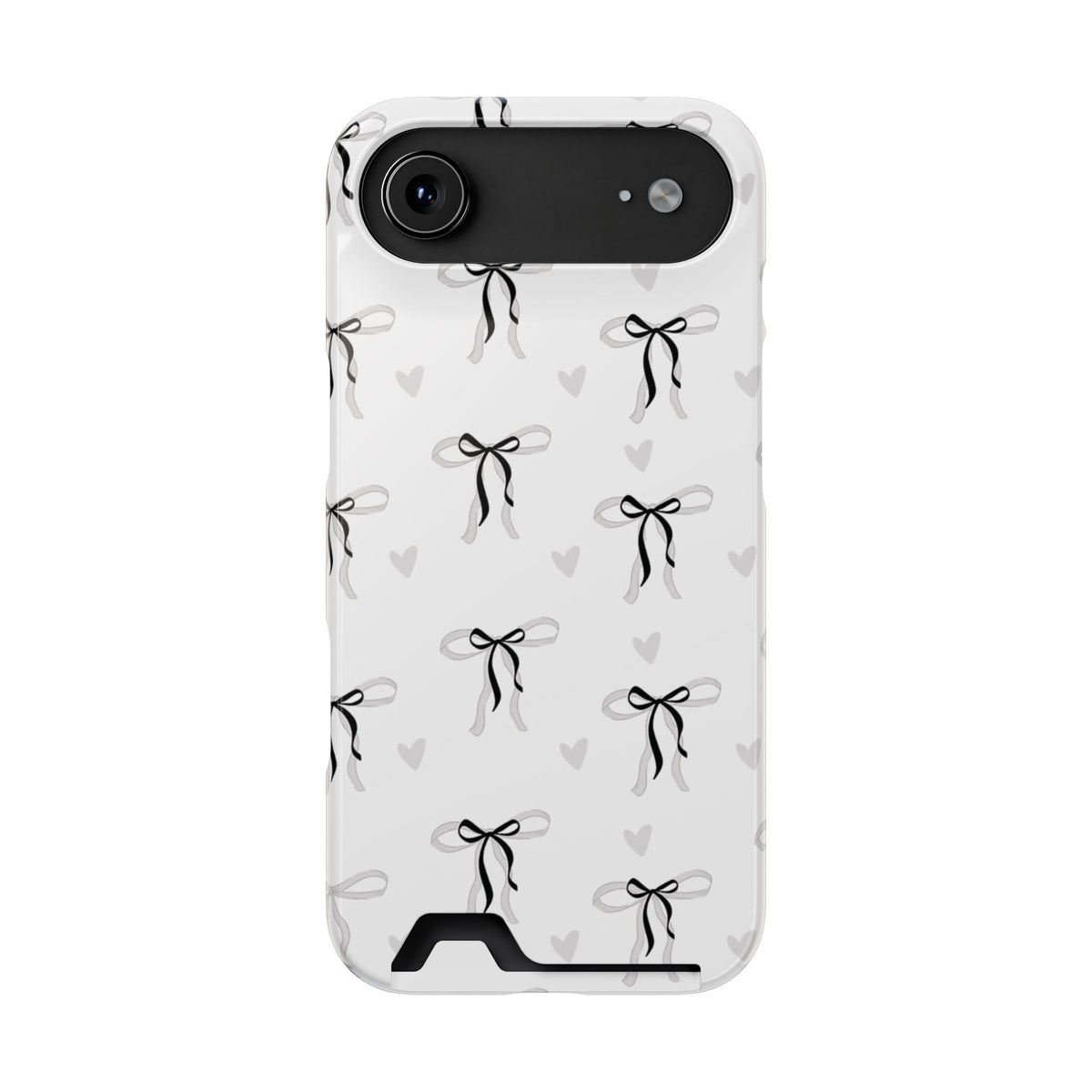Bow & Heart Pattern Phone Case with Card Holder