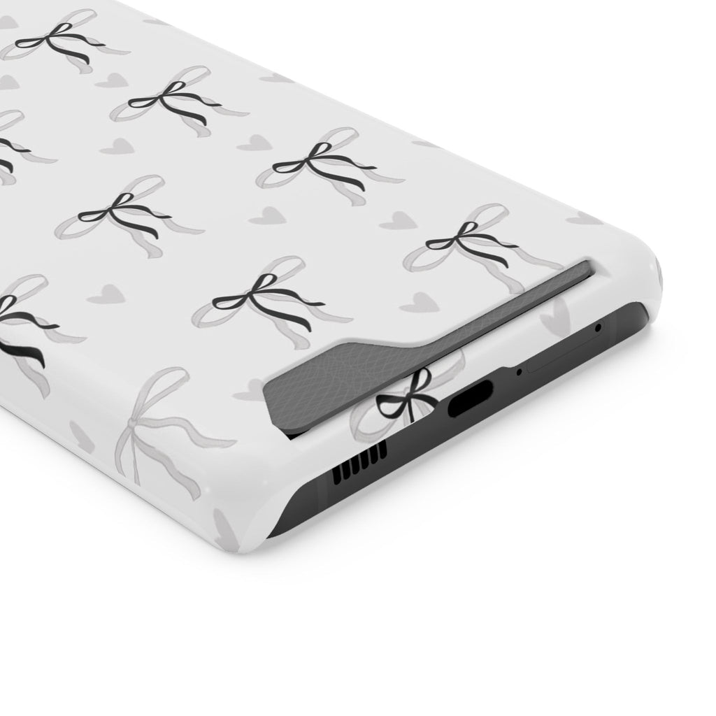 Bow & Heart Pattern Phone Case with Card Holder