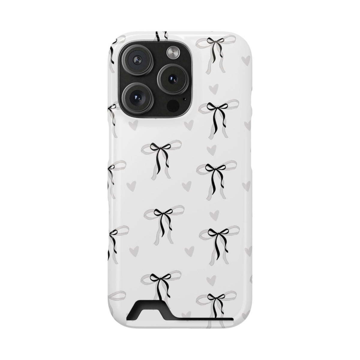 Bow & Heart Pattern Phone Case with Card Holder