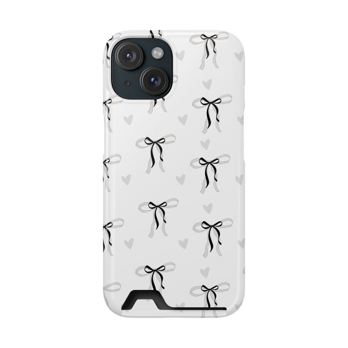 Bow & Heart Pattern Phone Case with Card Holder