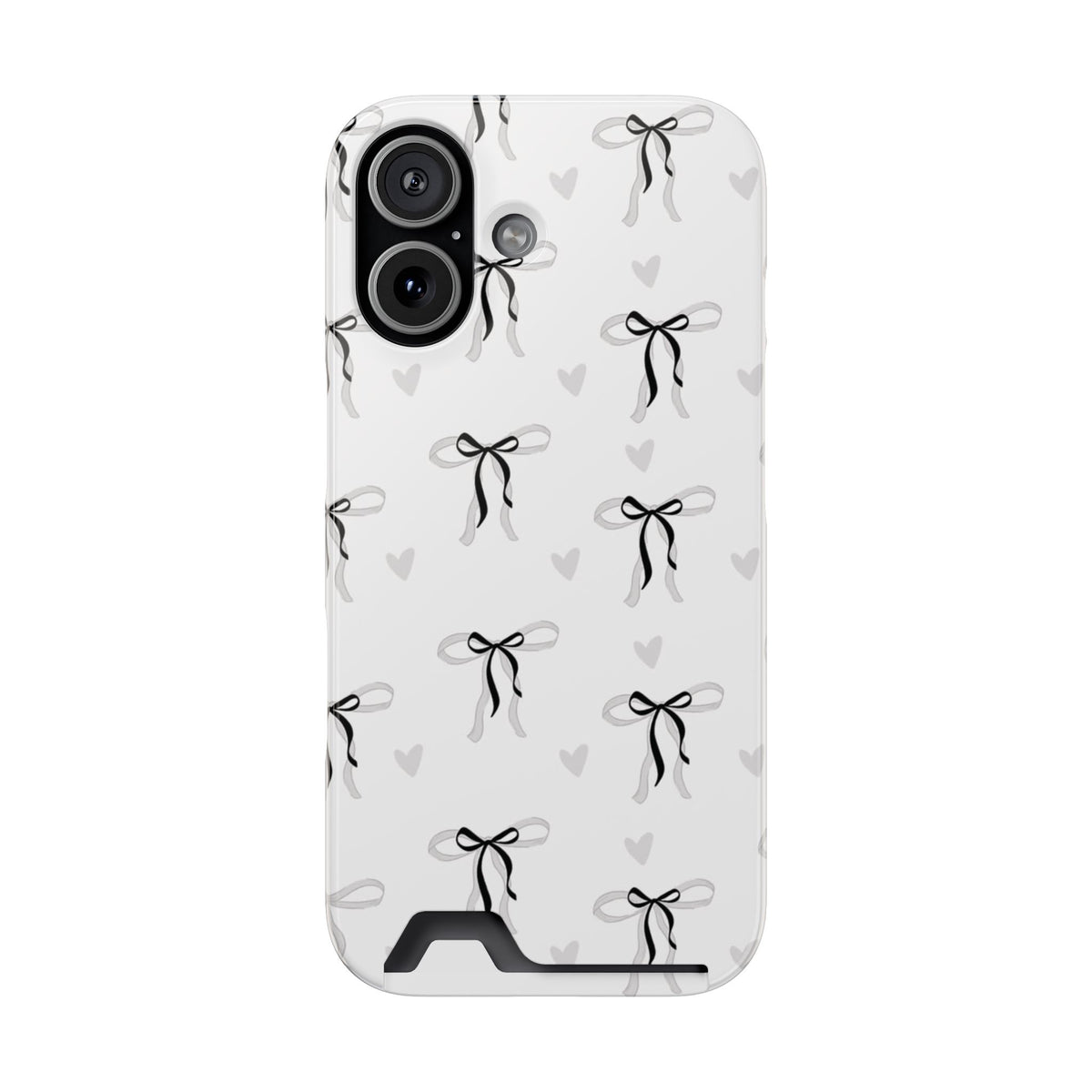 Bow & Heart Pattern Phone Case with Card Holder