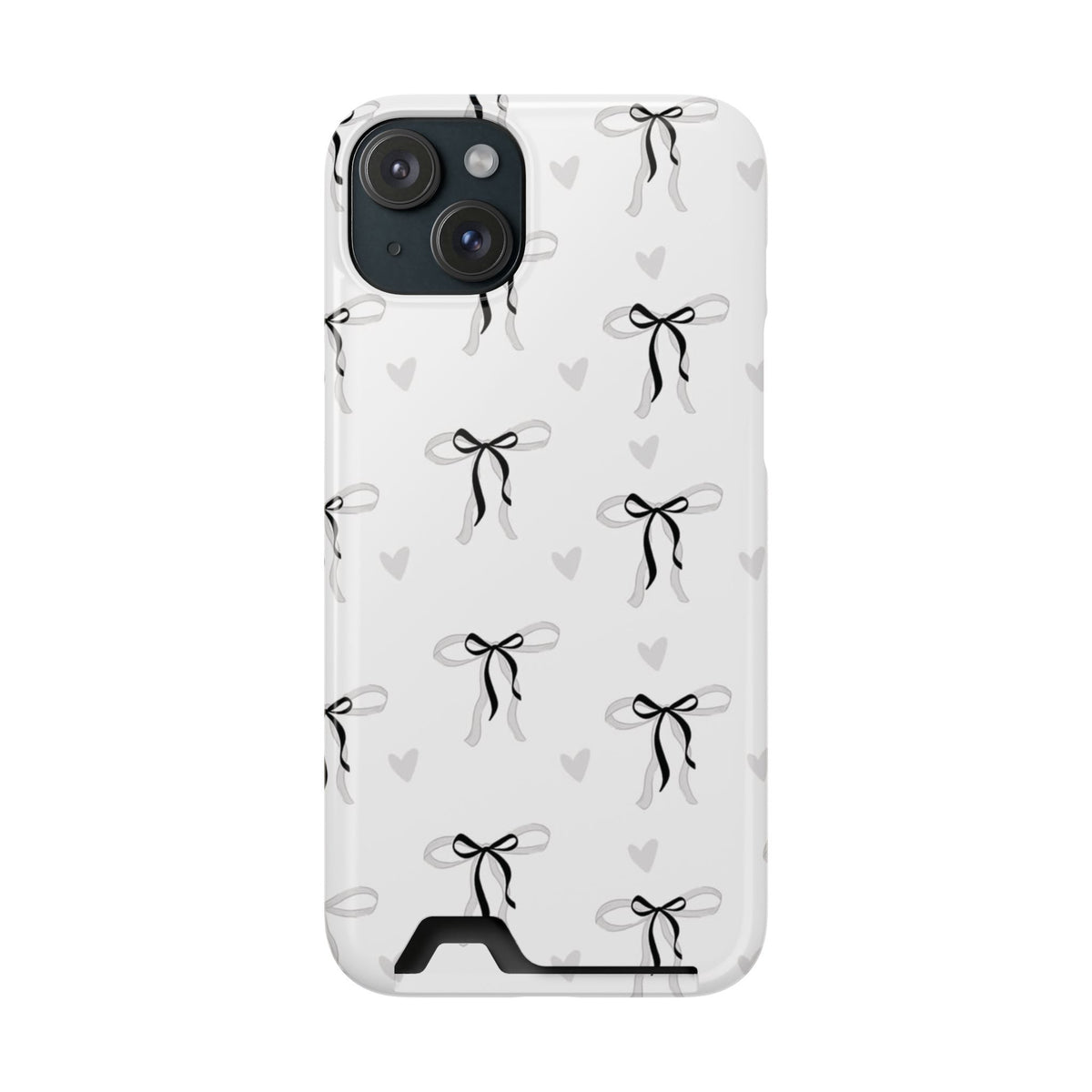 Bow & Heart Pattern Phone Case with Card Holder