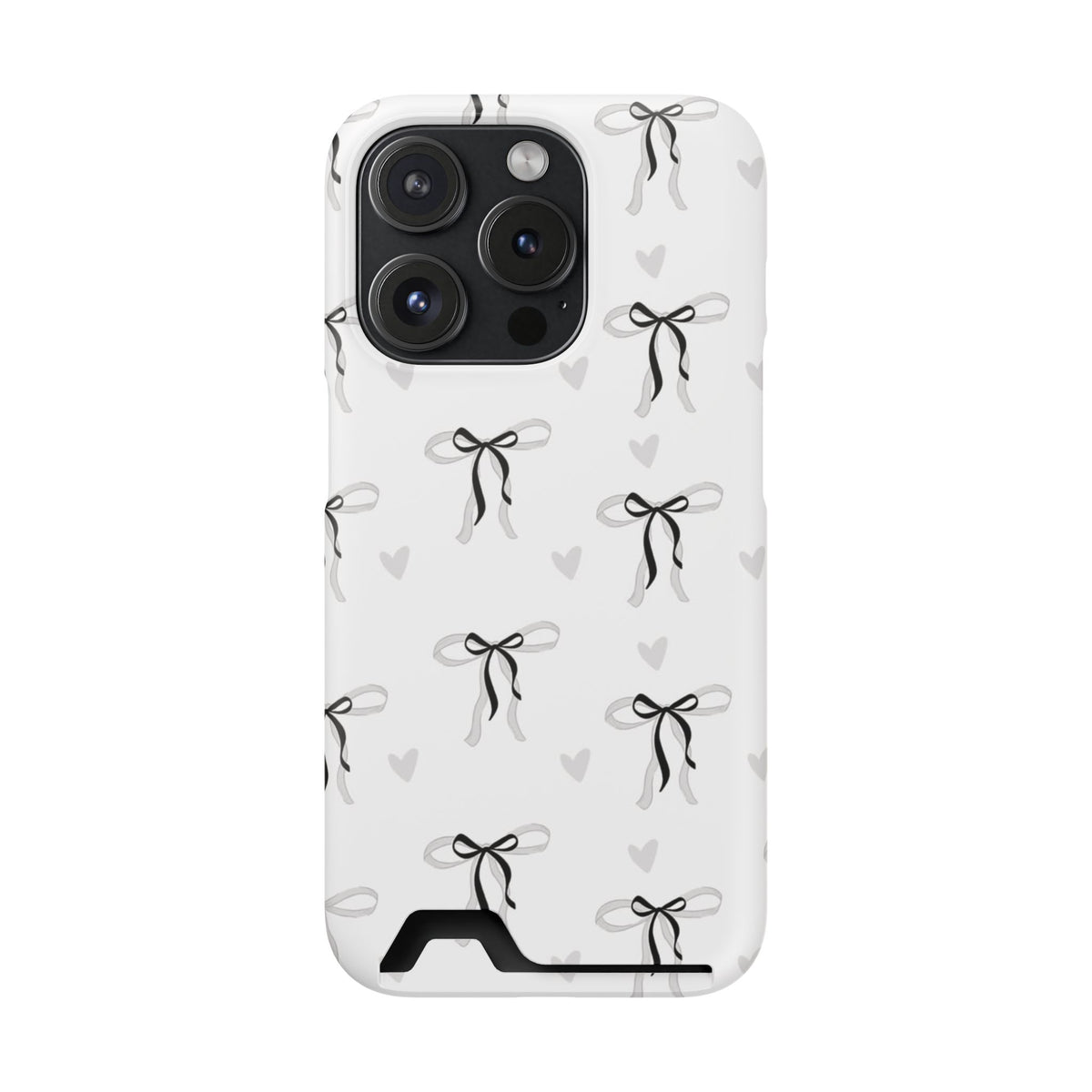 Bow & Heart Pattern Phone Case with Card Holder