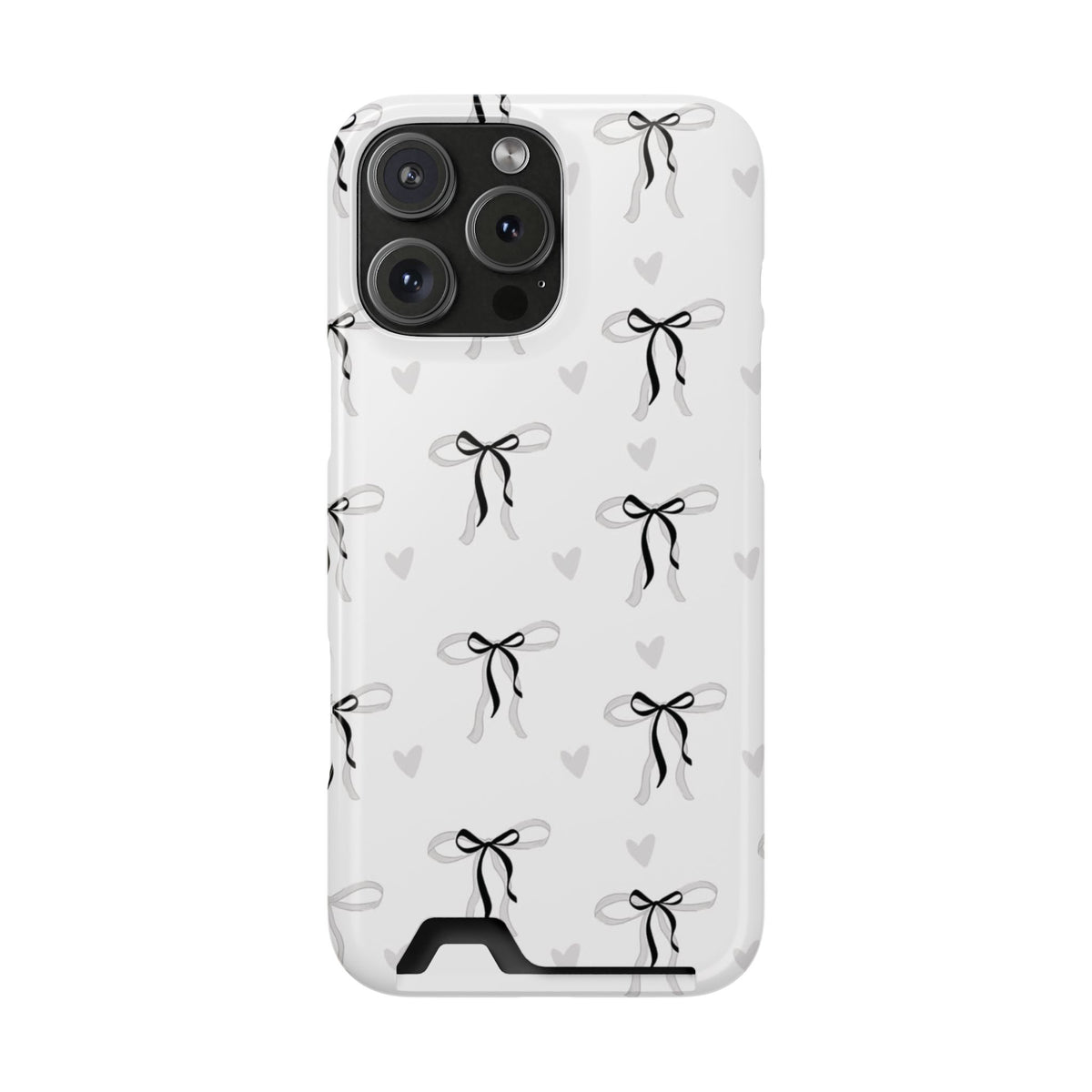 Bow & Heart Pattern Phone Case with Card Holder