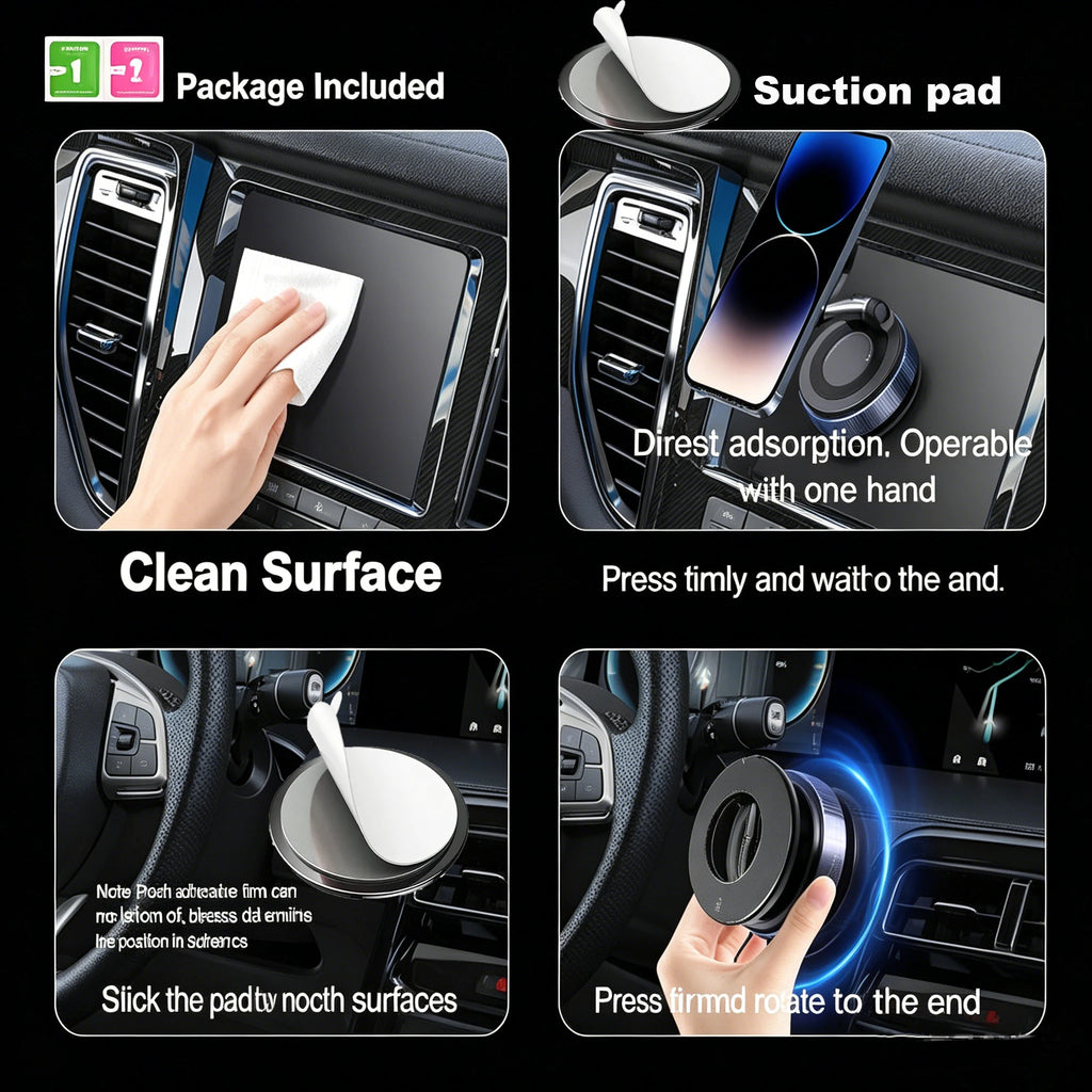 Upgraded Foldable Magnetic Phone Holder – 360° Rotatable Suction Mount for Car Dashboard, Desk & Gym,ABS with Wrench & Mount Pad