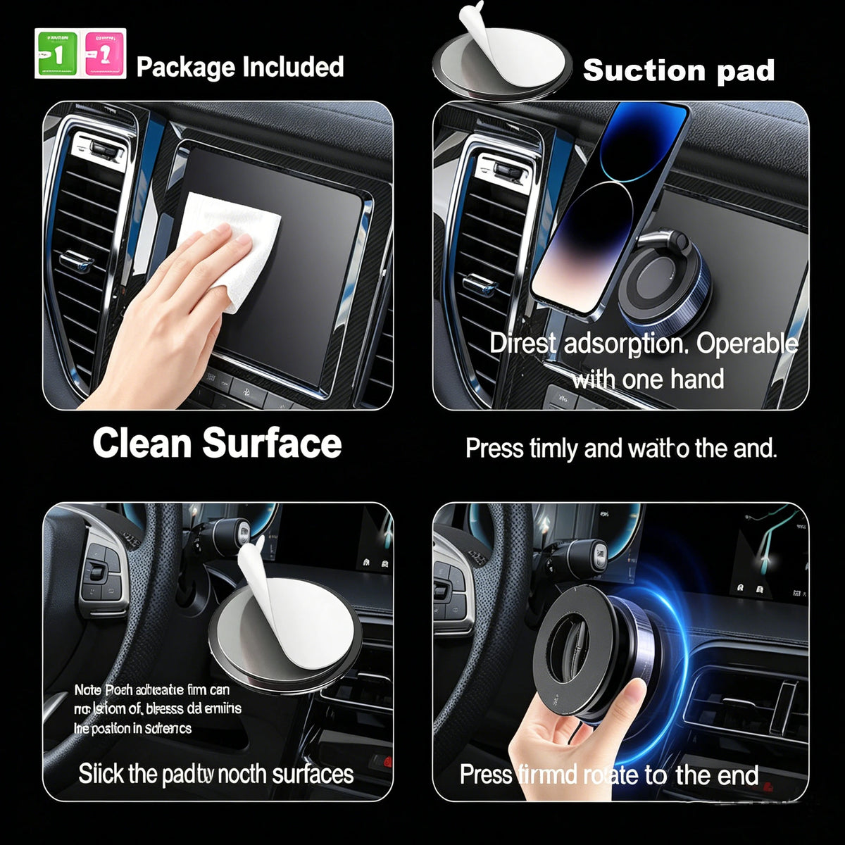 Upgraded Foldable Magnetic Phone Holder – 360° Rotatable Suction Mount for Car Dashboard, Desk & Gym,ABS with Wrench & Mount Pad