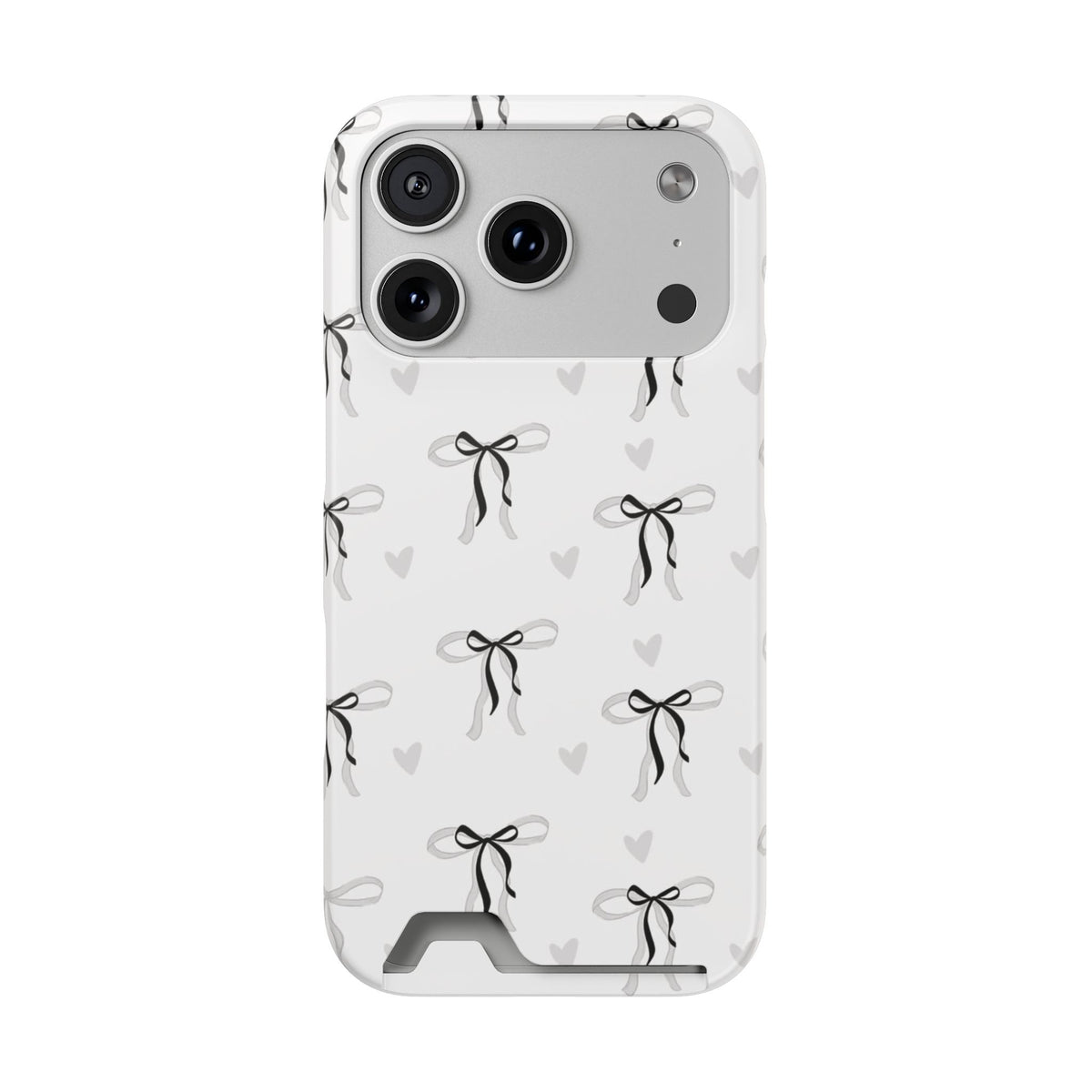 Bow & Heart Pattern Phone Case with Card Holder