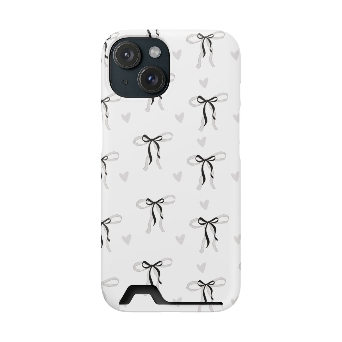 Bow & Heart Pattern Phone Case with Card Holder
