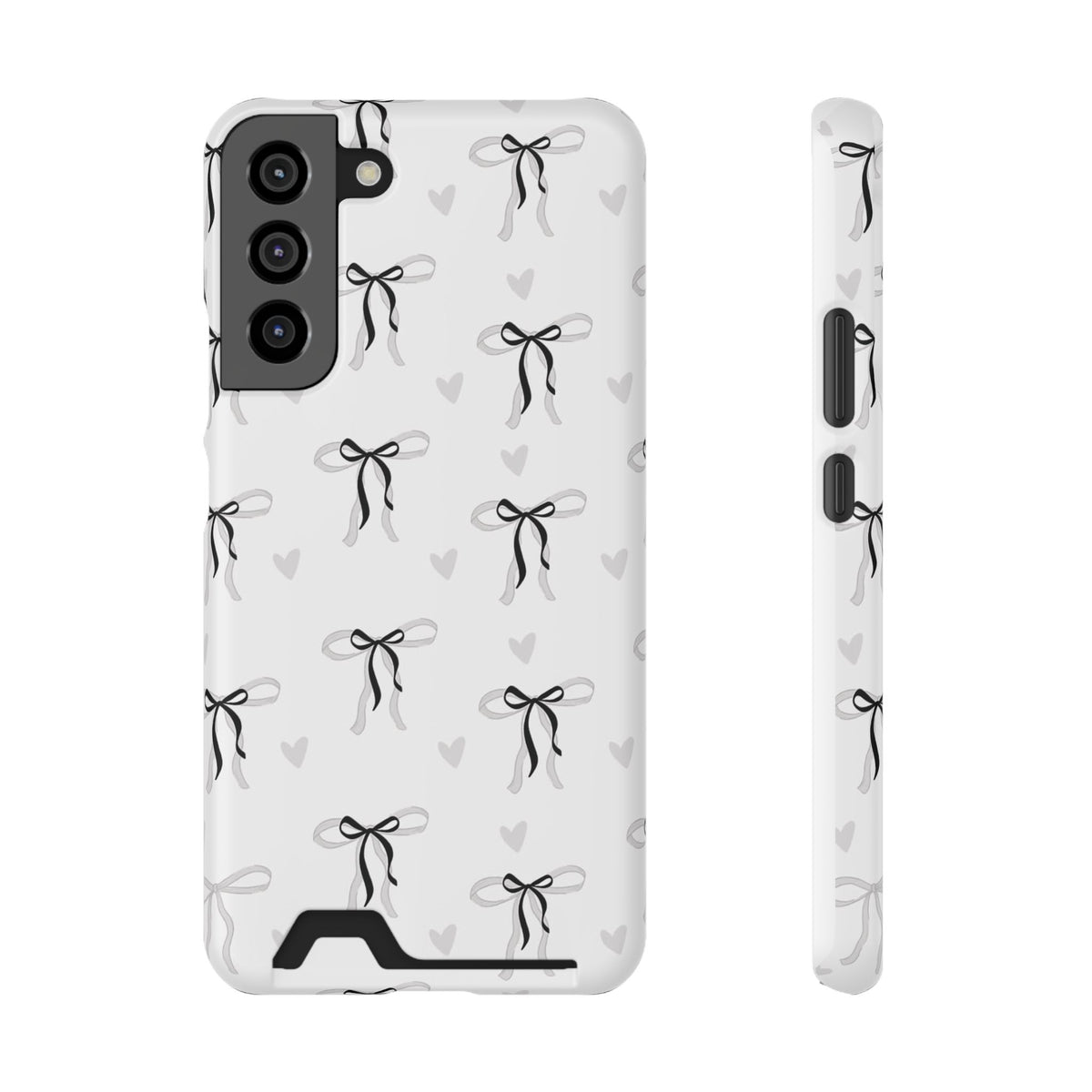 Bow & Heart Pattern Phone Case with Card Holder