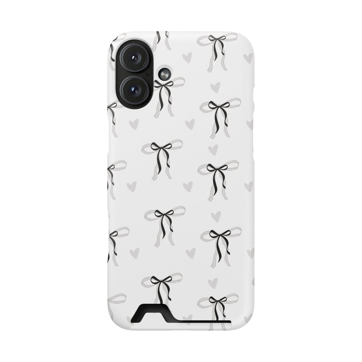 Bow & Heart Pattern Phone Case with Card Holder