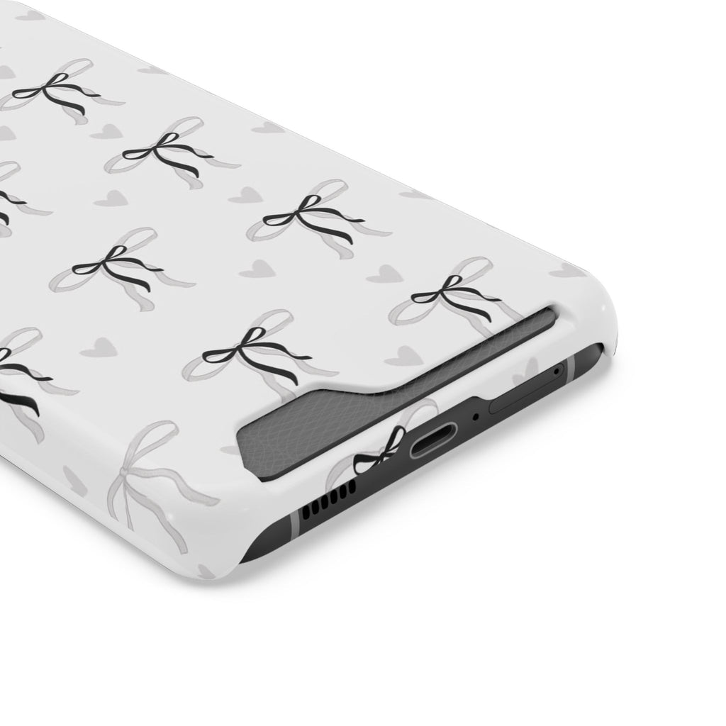 Bow & Heart Pattern Phone Case with Card Holder