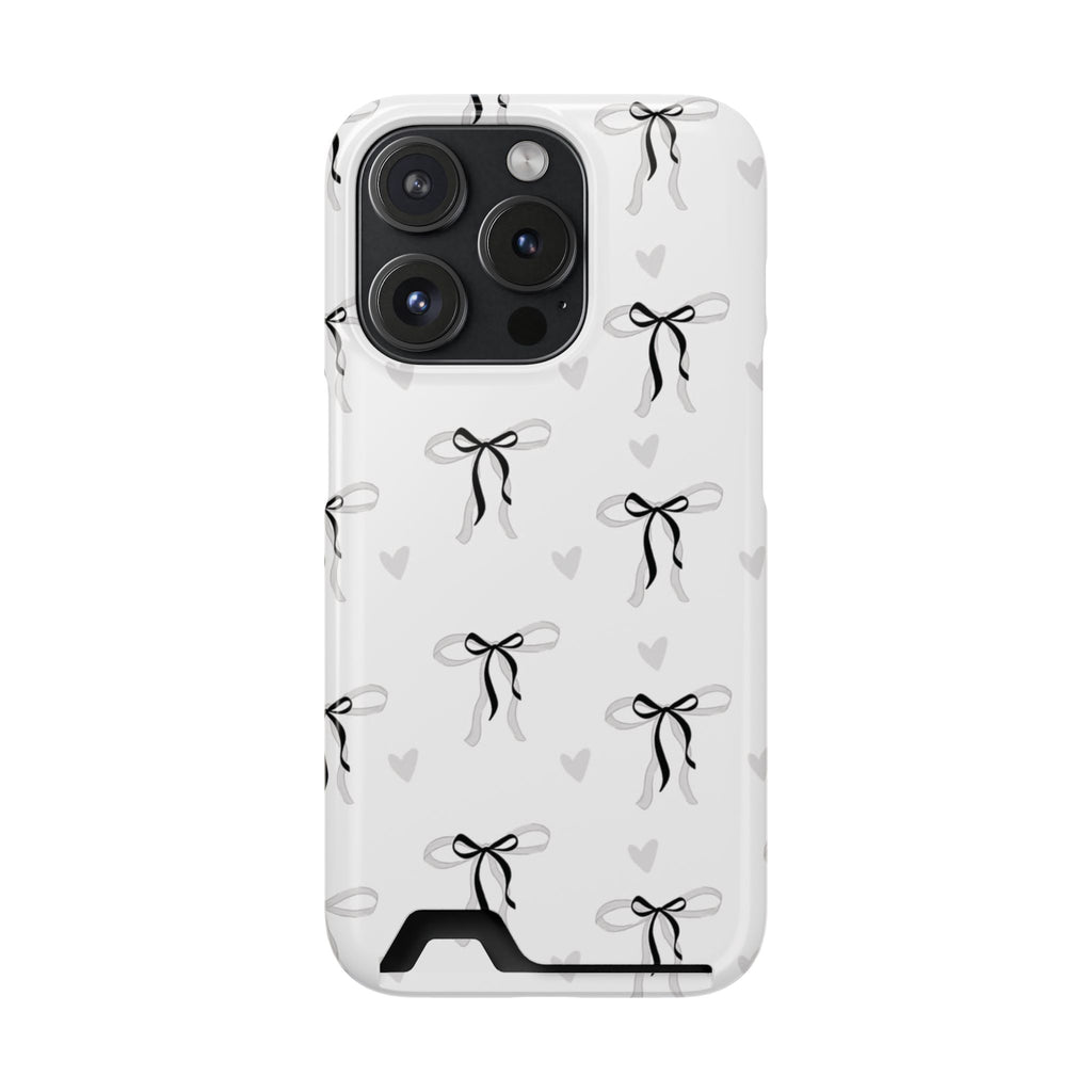 Bow & Heart Pattern Phone Case with Card Holder