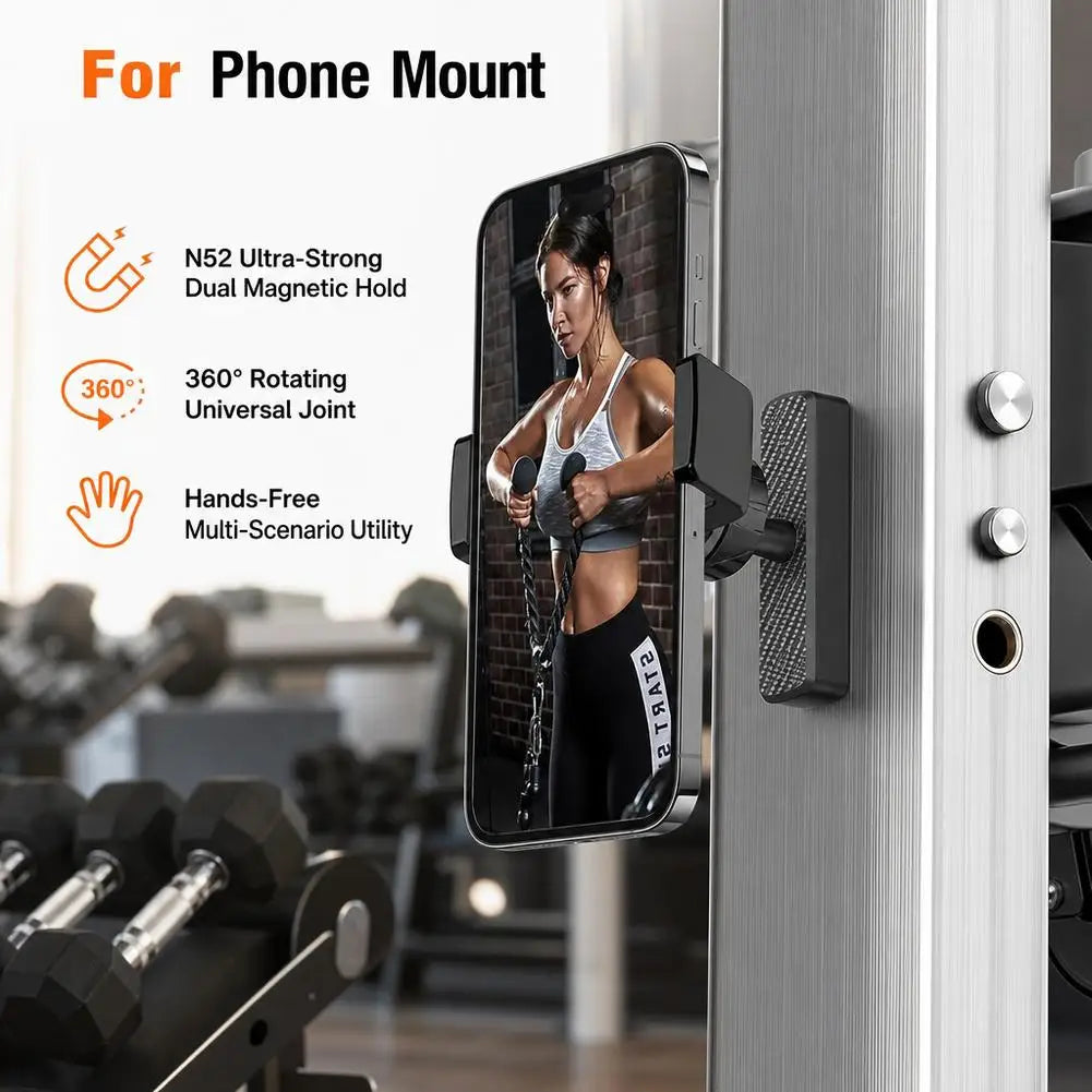 Magnetic Phone Holder for Gym 360° Adjustable, Strong Portable Magnet Phone Mount for Workout Recording, for All Smartphones