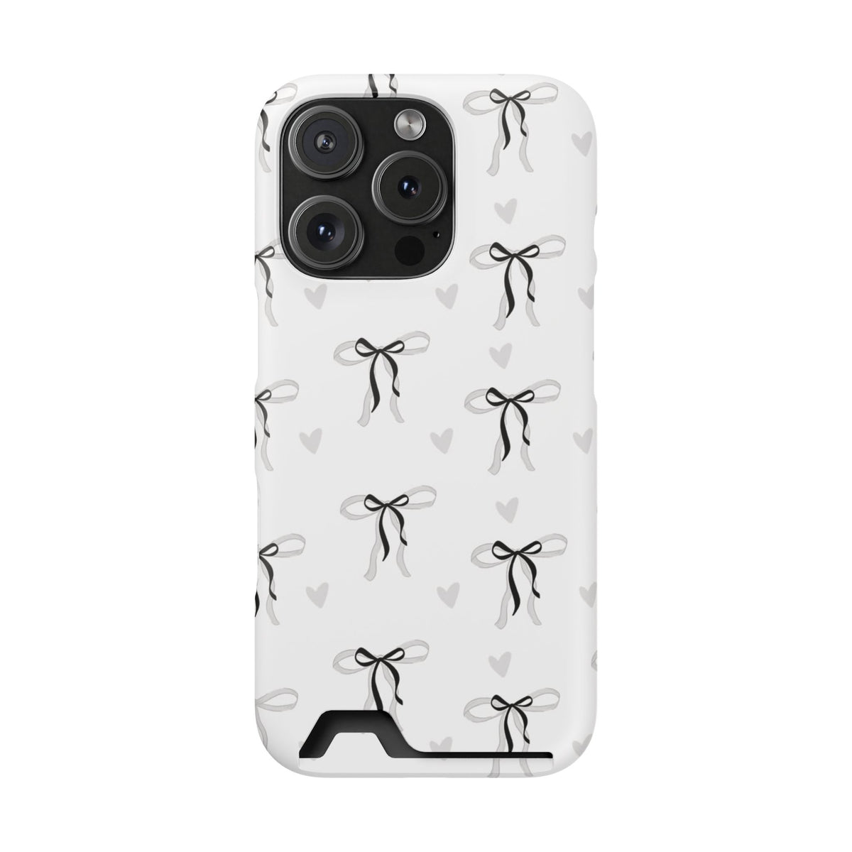 Bow & Heart Pattern Phone Case with Card Holder