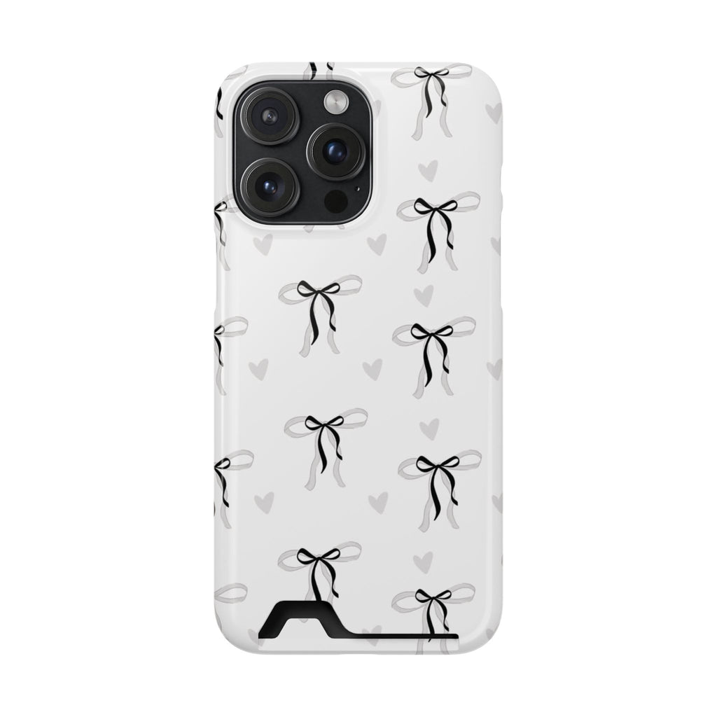 Bow & Heart Pattern Phone Case with Card Holder