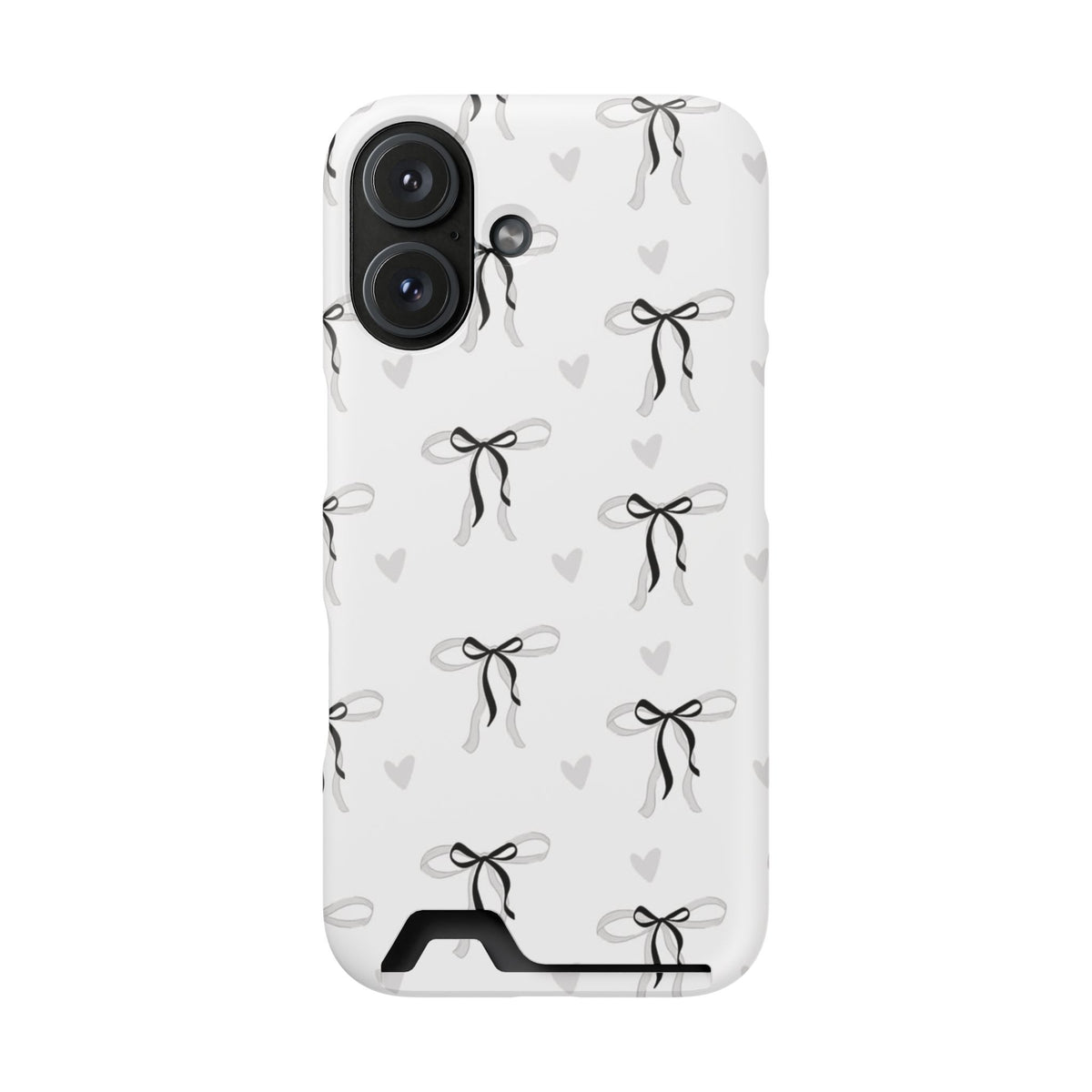 Bow & Heart Pattern Phone Case with Card Holder