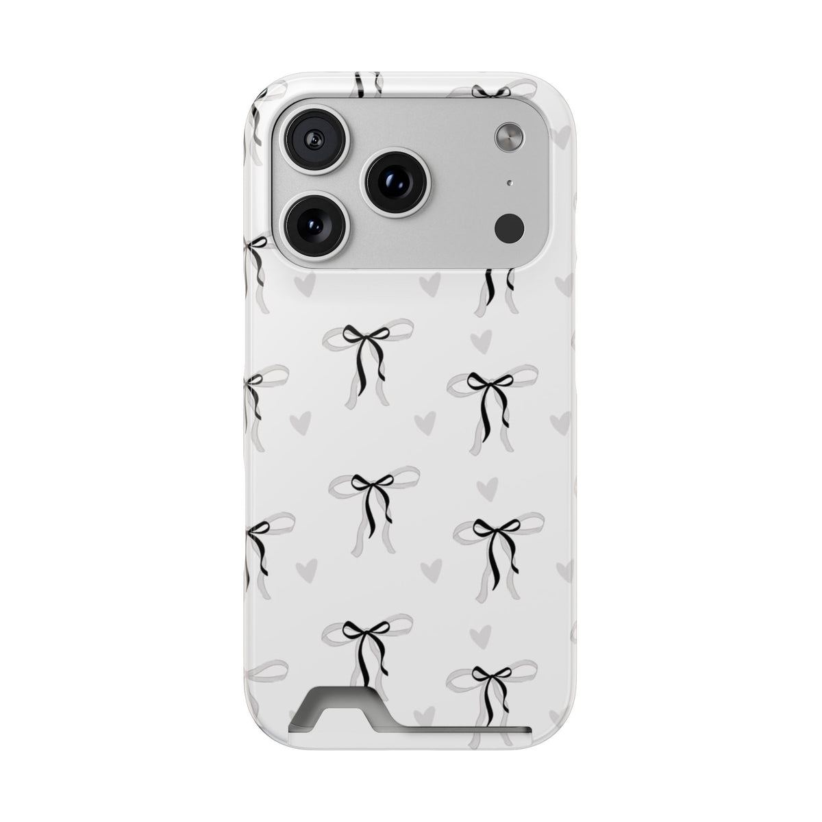 Bow & Heart Pattern Phone Case with Card Holder