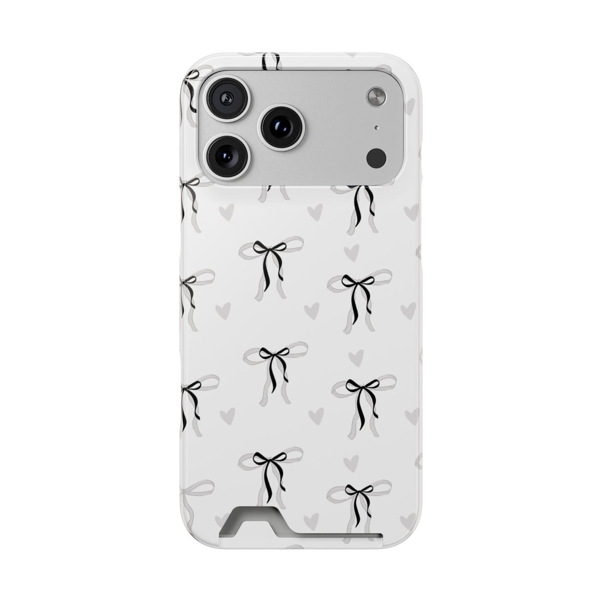 Bow & Heart Pattern Phone Case with Card Holder