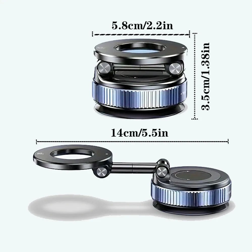 Upgraded Foldable Magnetic Phone Holder – 360° Rotatable Suction Mount for Car Dashboard, Desk & Gym,ABS with Wrench & Mount Pad
