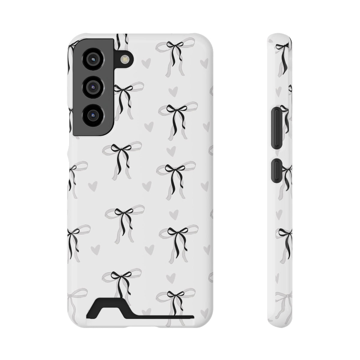 Bow & Heart Pattern Phone Case with Card Holder