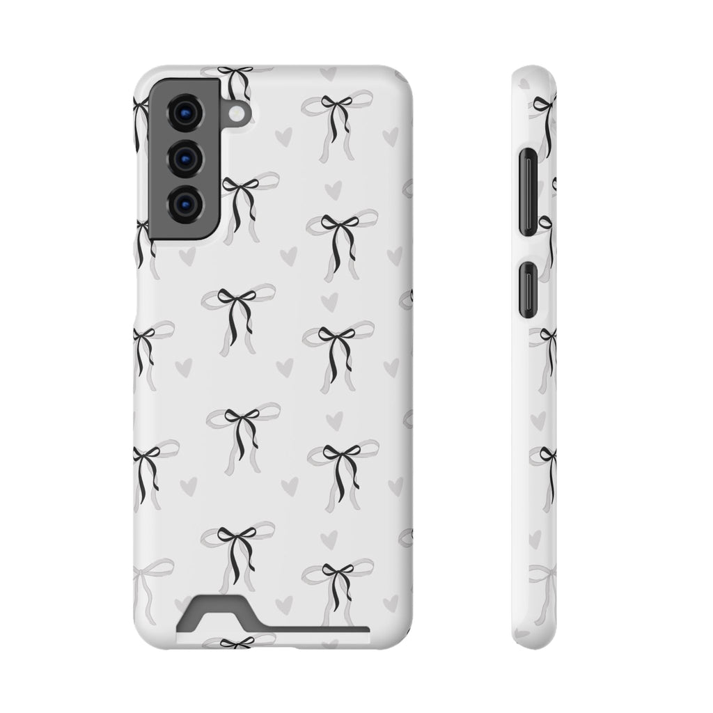 Bow & Heart Pattern Phone Case with Card Holder
