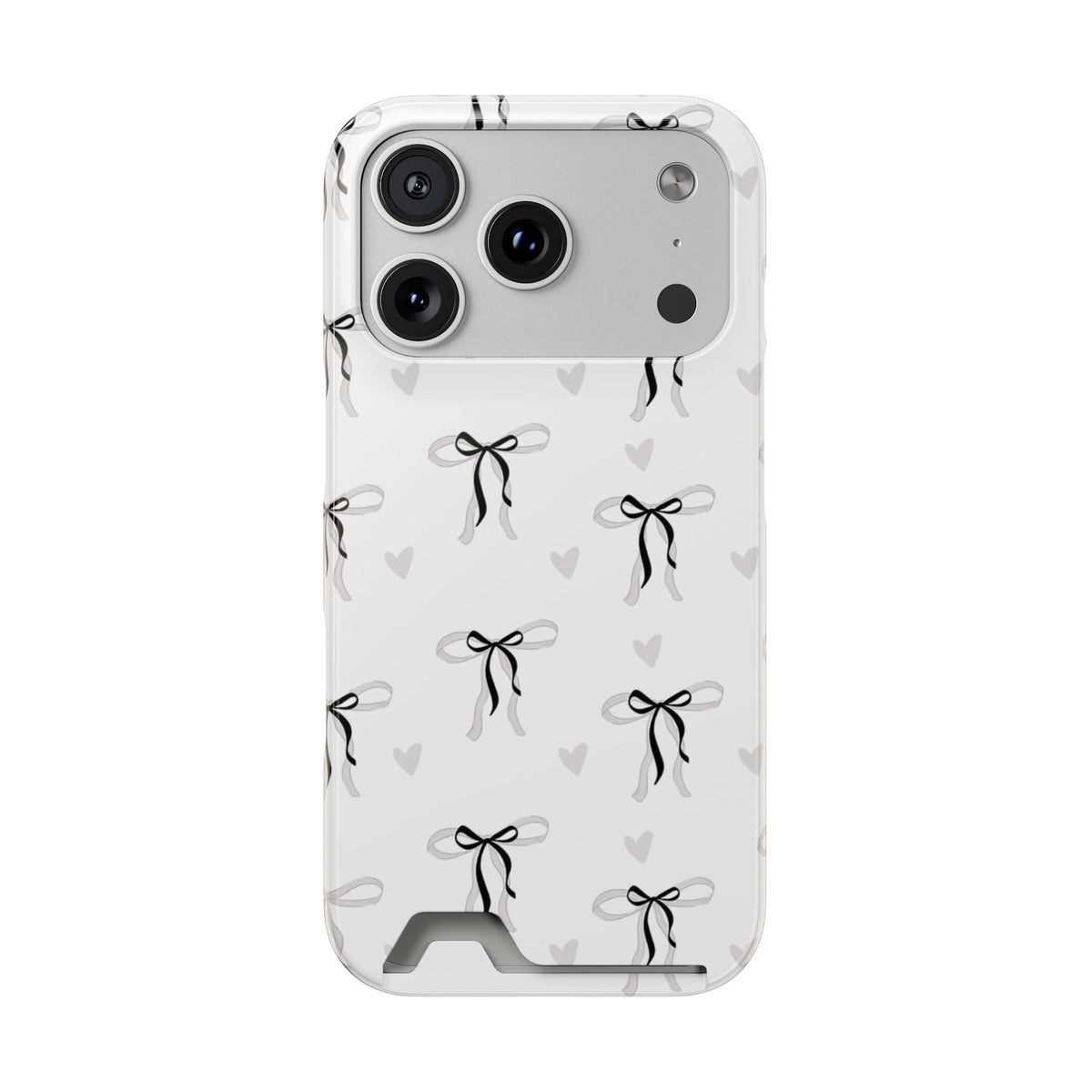 Bow & Heart Pattern Phone Case with Card Holder