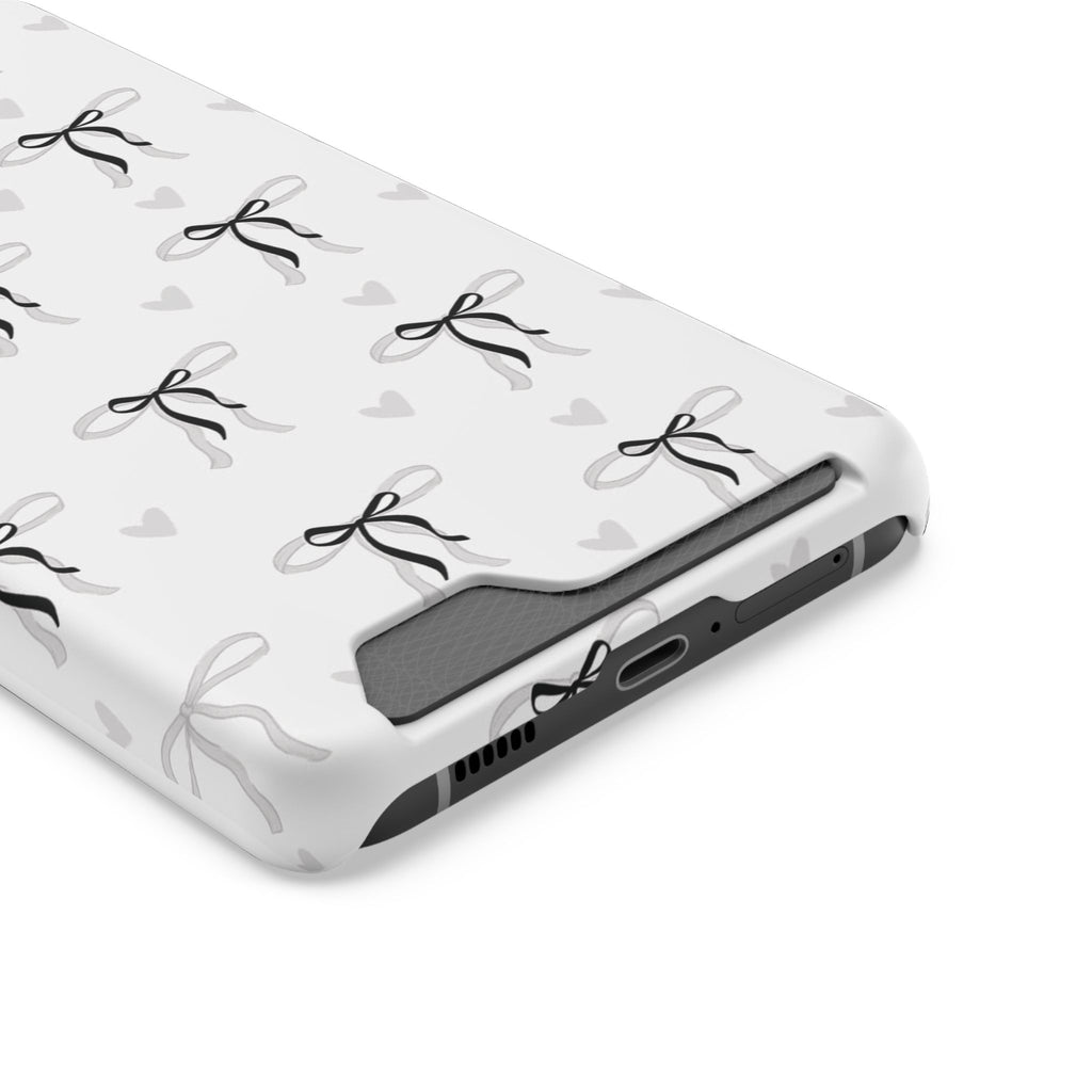 Bow & Heart Pattern Phone Case with Card Holder