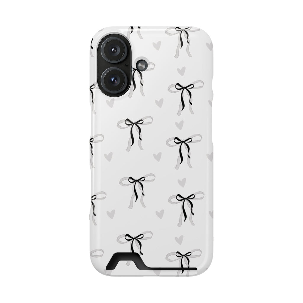 Bow & Heart Pattern Phone Case with Card Holder