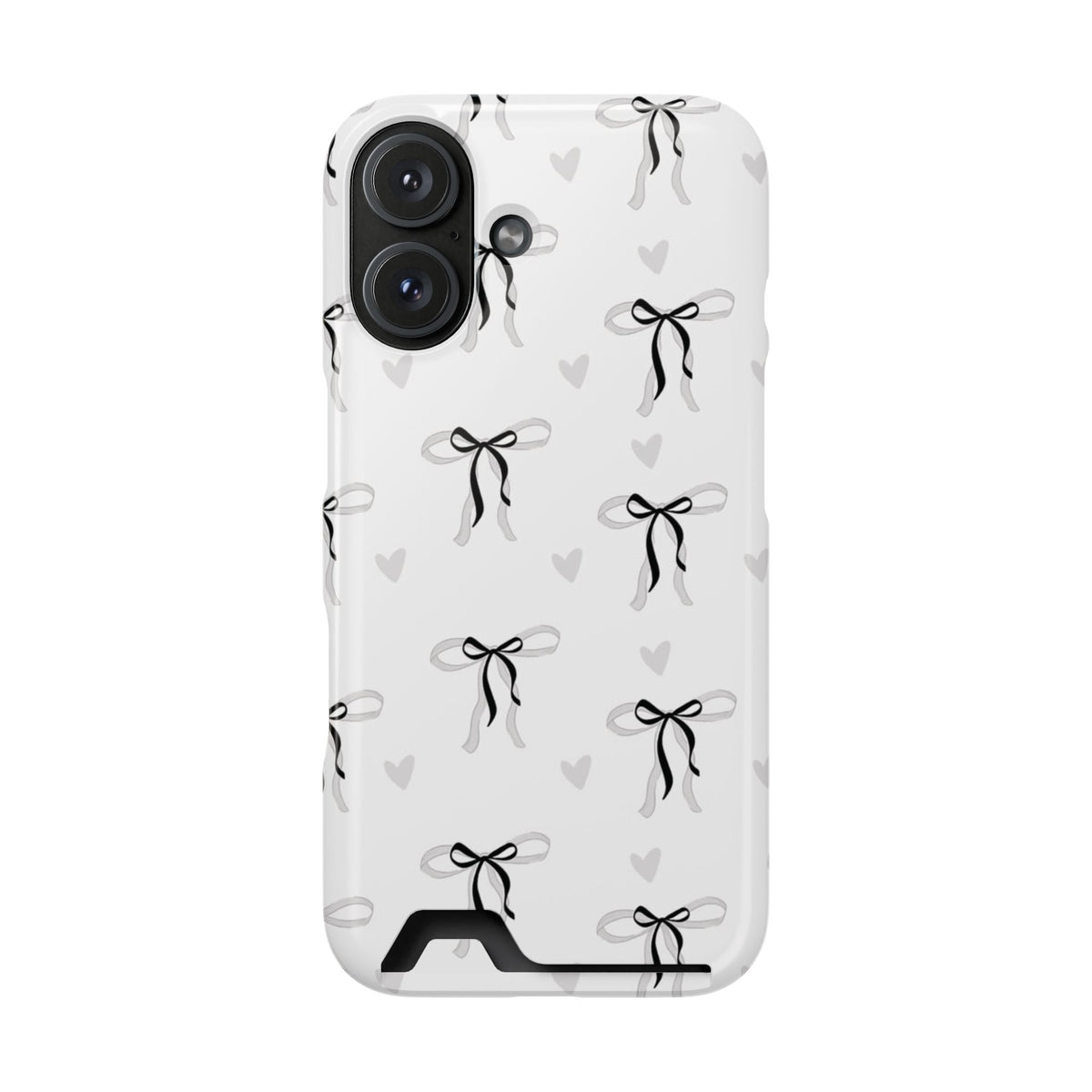 Bow & Heart Pattern Phone Case with Card Holder