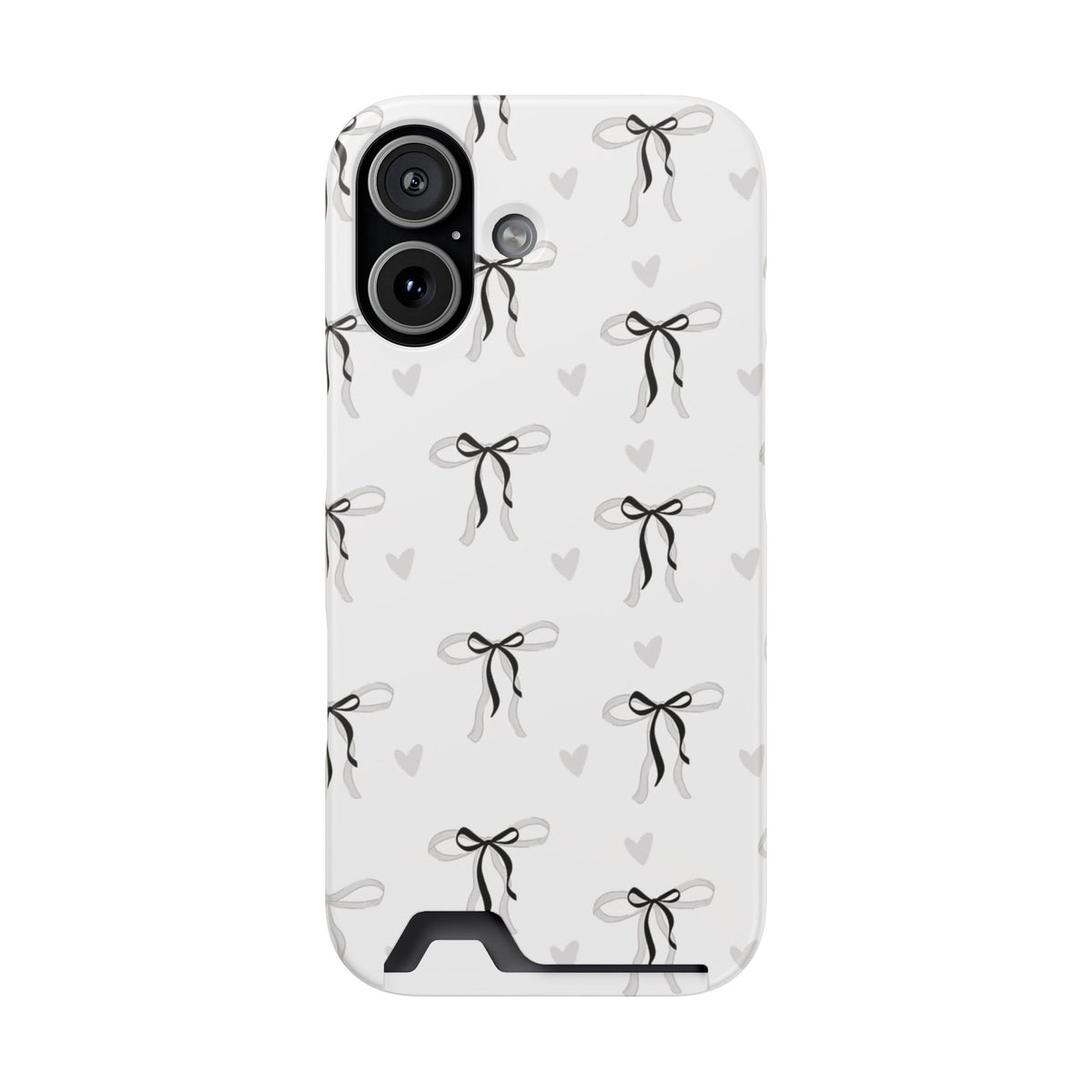 Bow & Heart Pattern Phone Case with Card Holder