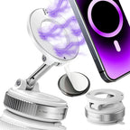 Upgraded Foldable Magnetic Phone Holder – 360° Rotatable Suction Mount for Car Dashboard, Desk & Gym,ABS with Wrench & Mount Pad